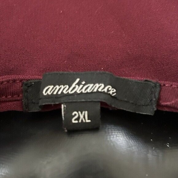 Ambiance Womens Shorts Size 2XL Burgundy Romper Sleeveless V-neck Zipper Closure - Picture 4 of 6